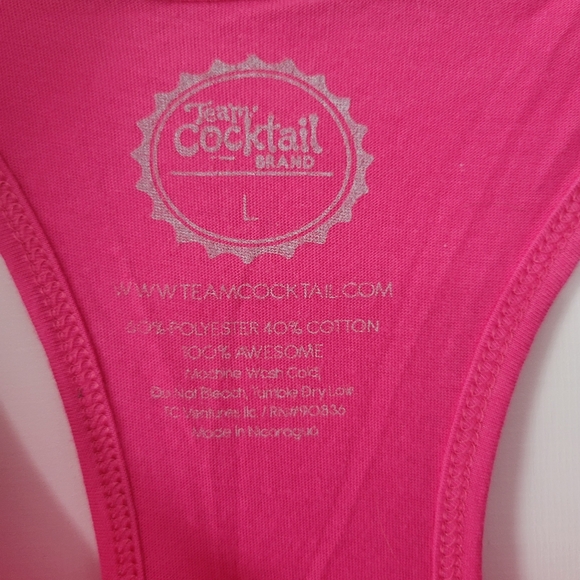 Shut Up Liver You're Fine Pink and White Racer Back Tank Team Cocktail Brand L - Picture 3 of 6